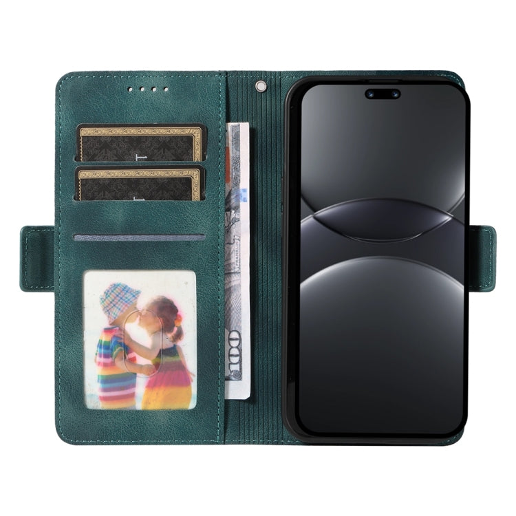 Funda de Cuero Huawei Nova 13 Pro con Rombos en Relieve y Estrellas (Verde)
