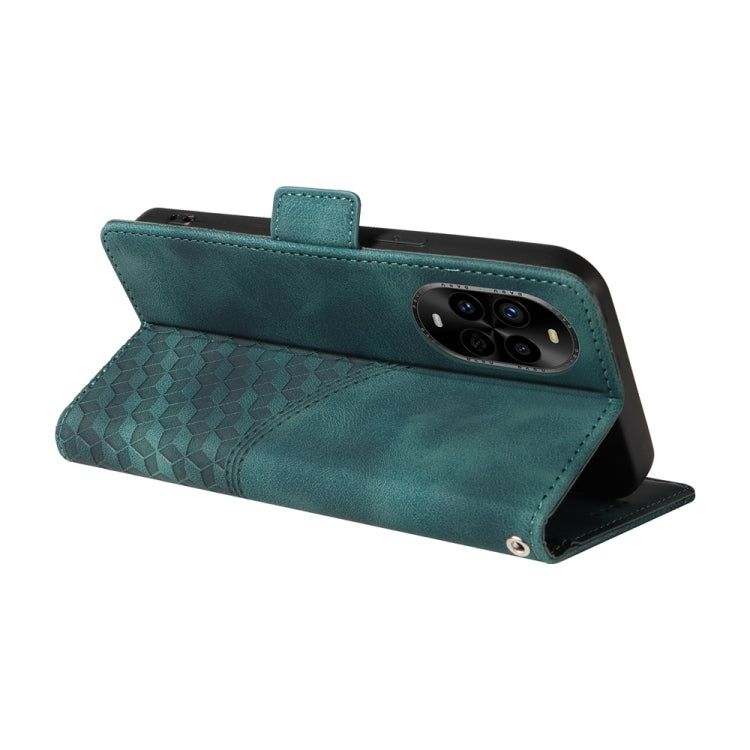 Funda de Cuero Huawei Nova 13 Pro con Rombos en Relieve y Estrellas (Verde)