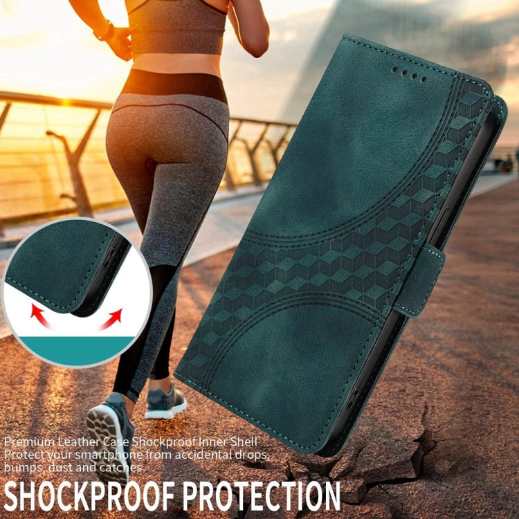 Funda de Cuero Huawei Nova 13 Pro con Rombos en Relieve y Estrellas (Verde)