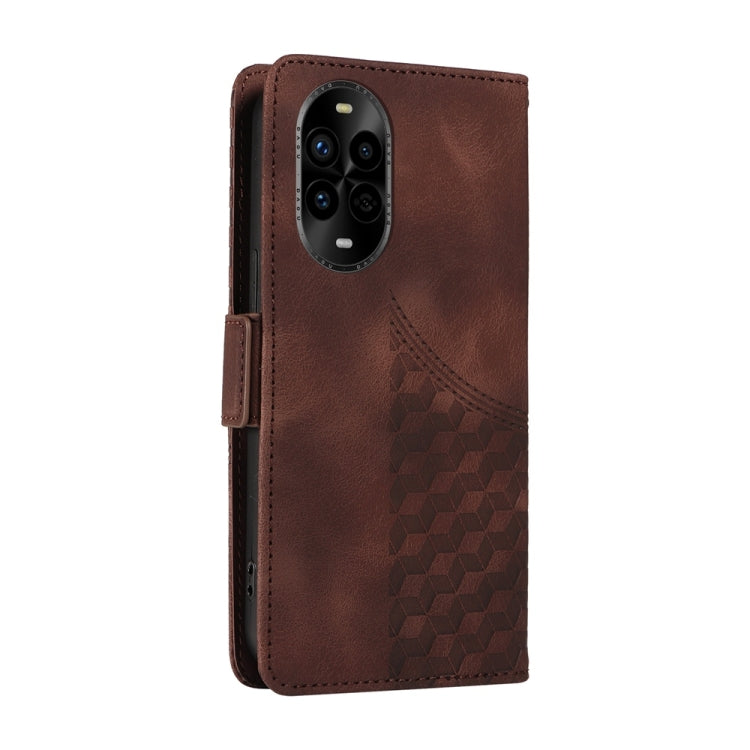 Funda de Cuero con Rombos en Relieve y Estrellas para Huawei Nova 13 Pro (Marrón)