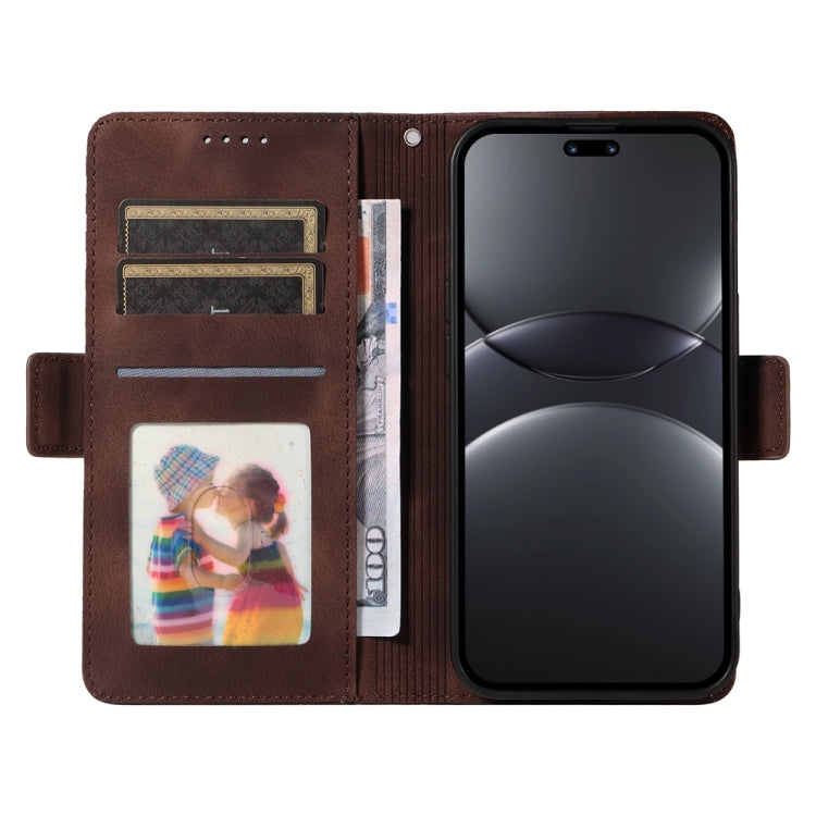Funda de Cuero con Rombos en Relieve y Estrellas para Huawei Nova 13 Pro (Marrón)