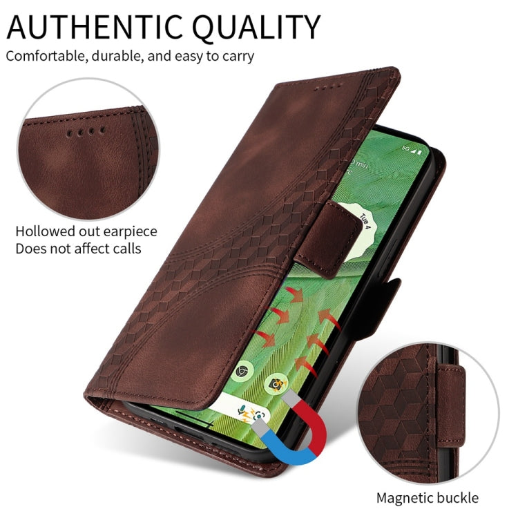 Funda de Cuero con Rombos en Relieve y Estrellas para Huawei Nova 13 Pro (Marrón)
