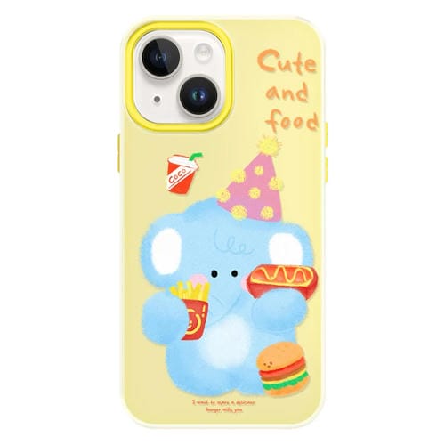 Funda híbrida TPU y PC iPhone 15 con Tacto Sedoso (Hamburguesa de Elefante Amarilla)