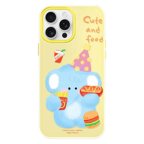 Funda híbrida TPU y PC iPhone 13 Pro Max Hamburguesa de Elefante Amarilla