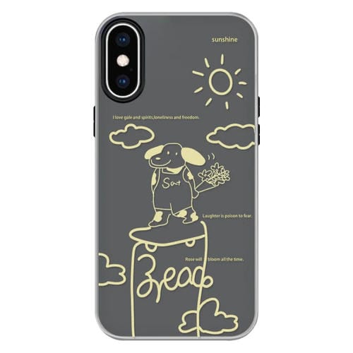 Funda híbrida TPU Policarbonato iPhone X/Xs Tacto Sedoso (Rosa Cachorro Negro)