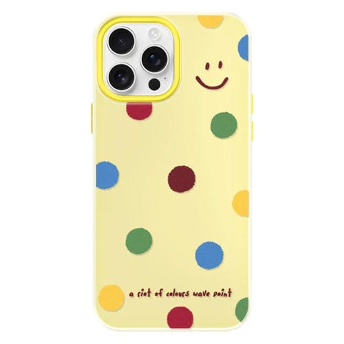 Funda híbrida TPU y PC iPhone 13 Pro Max Tacto Sedoso (Sonrisa de Lunares en Amarillo)