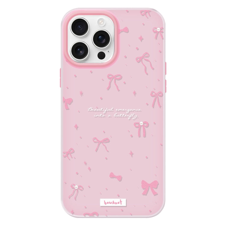 Funda híbrida TPU y PC iPhone 13 Pro Tacto Sedoso (Rosa con lazo)