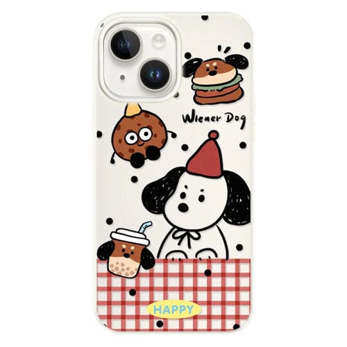 Funda híbrida TPU y Policarbonato iPhone 13 Tacto Gelatina (Beige Hamburguesa y Perro Salchicha)