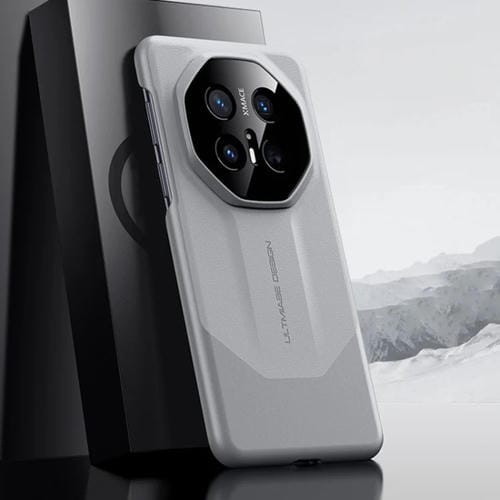 Funda de Cuero Híbrida Huawei Mate 70 Pro con Diseño Imitación Ultimate PC (Gris)