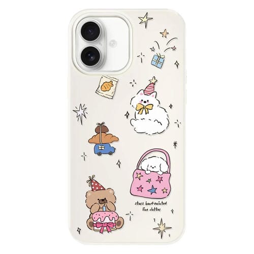 Funda híbrida TPU y PC para iPhone 16 Plus con brillo de estrellas (Blanco)