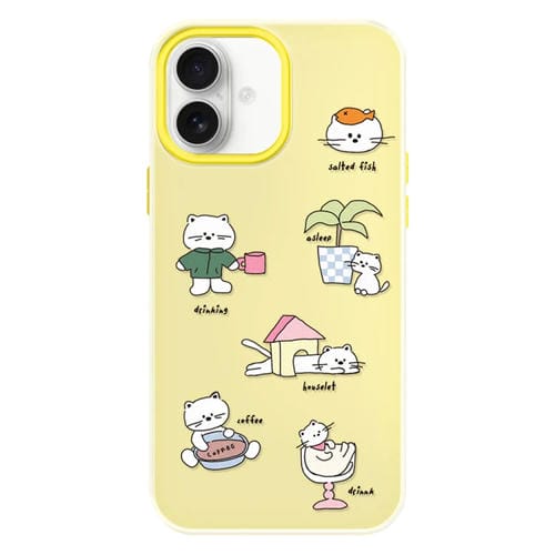 Funda Híbrida TPU Policarbonato iPhone 16 Plus Tacto Sedoso (Daze Cat Yellow)