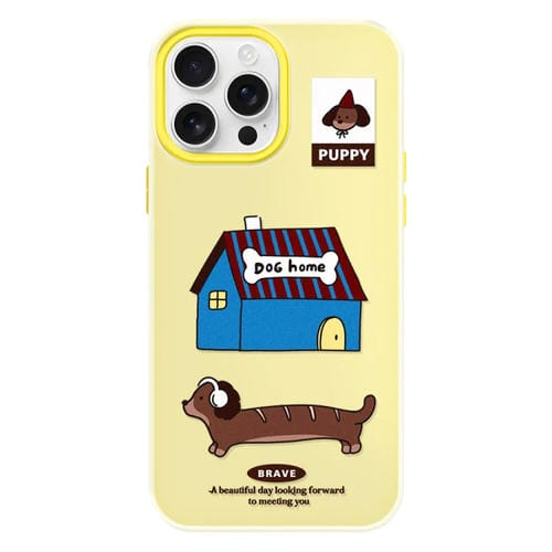 Funda híbrida TPU y PC iPhone 15 Pro Max Tacto agradable (Casa de Perro Amarilla)