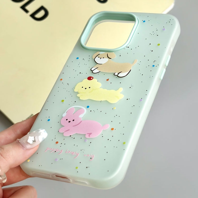 Funda híbrida TPU y PC para iPhone 14 Pro Max (Party Line Dog White)