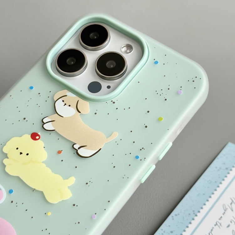 Funda híbrida TPU y PC iPhone 14 Pro Pan con Lunares y Blanco