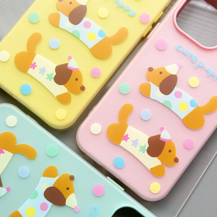 Funda híbrida TPU y Policarbonato iPhone 15 Plus con Tacto Sedoso (Perro Marrón Béisbol Negro)