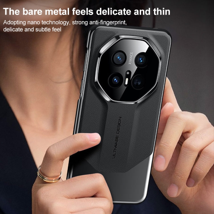 Funda para Teléfono Huawei Mate 70 Pro Diseño Imitación Galvanizada de Platino (Negra)