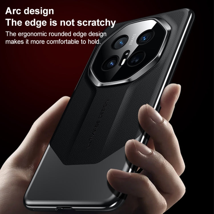 Funda para Teléfono Huawei Mate 70 Pro Diseño Imitación Galvanizada de Platino (Negra)