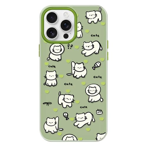 Funda híbrida TPU y PC iPhone 15 Pro Max con diseño Corazón Verde y Gato Verde