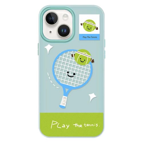 Funda híbrida TPU y PC iPhone 13 Play Tennis función protección (Verde Claro)