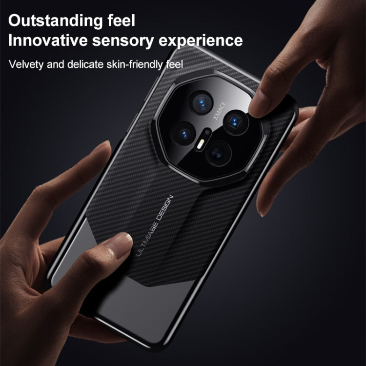Funda para Teléfono Huawei Mate 70 Rs Diseño Ultimate Platinum Imitación Fibra de Carbono (Negra)