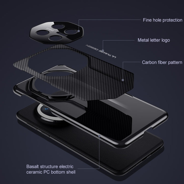 Funda para Teléfono Huawei Mate 70 Rs Diseño Ultimate Platinum Imitación Fibra de Carbono (Negra)