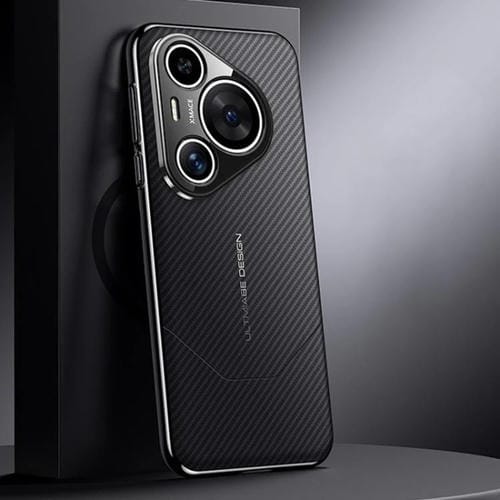 Funda premium de fibra de carbono con diseño de vanguardia para Huawei Pura 70 Pro / 70 Pro+ (negra)