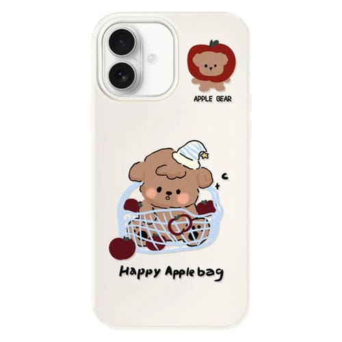 Funda híbrida TPU y Policarbonato para iPhone 16 Plus con Tacto Sedoso (Canasta de Perros Blanca)