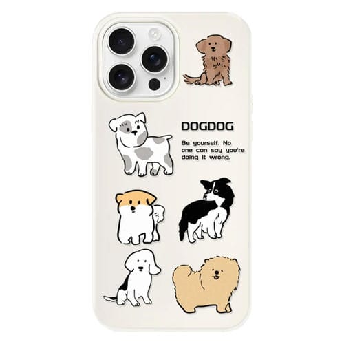 Funda híbrida TPU y Policarbonato iPhone 13 Pro Max Cachorro de Razas Múltiples (Blanco)