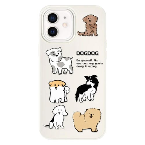 Funda Híbrida TPU Policarbonato iPhone 11 Cachorro Razas Múltiples (Blanco)