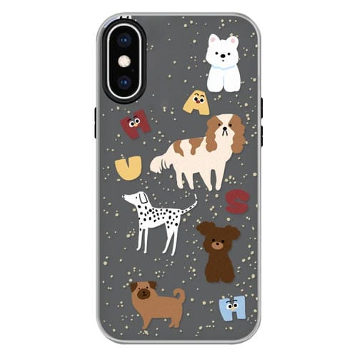 Funda híbrida TPU y Policarbonato iPhone X/Xs Cachorro Inglés (Negro)