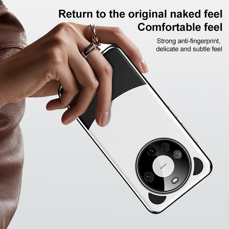 Funda de Cuero Huawei Mate 60 Pro Panda 2 para Teléfono (Negro y Blanco)