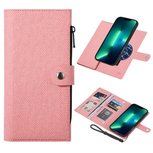 Funda de Cuero con Tapa Magnética Rfid Magsafe para iPhone 13 Pro Max Vili Gbs Series (Rosa)