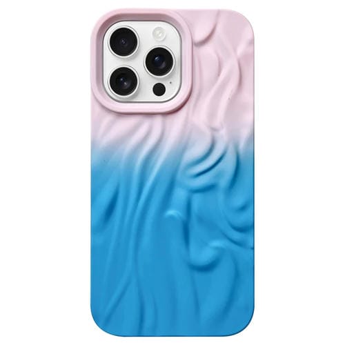 Funda TPU Esmerilada con Textura de Piel y Efecto Degradado para iPhone 14 Pro Max (Rosa Claro y Azul)