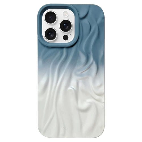 Funda de TPU Esmerilada con Textura de Piel y Efecto Degradado para iPhone 13 Pro Max (Azul y Blanco)