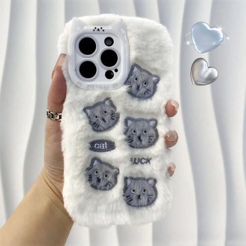 Funda de Silicona Bordada Gato para iPhone 15 Pro Max