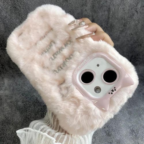 Funda de Silicona con Bordado de Felpa para iPhone 13 (Rosa)