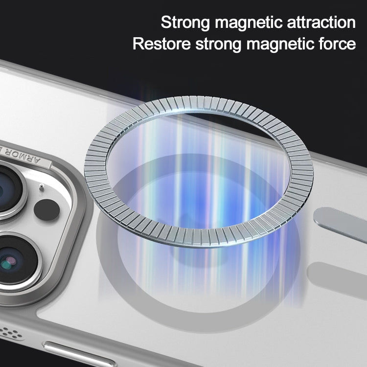 Estuche para Teléfono Magsafe iPhone 15 Plus Marco Metal Esmerilado Sensación Piel Enfriamiento (Rosa)
