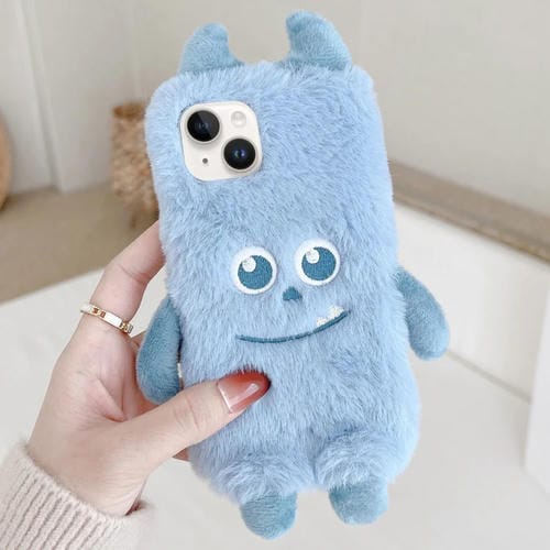 Funda TPU para iPhone 14 con Diseño de Monstruo de Peluche (Monstruo de Pelo Azul)