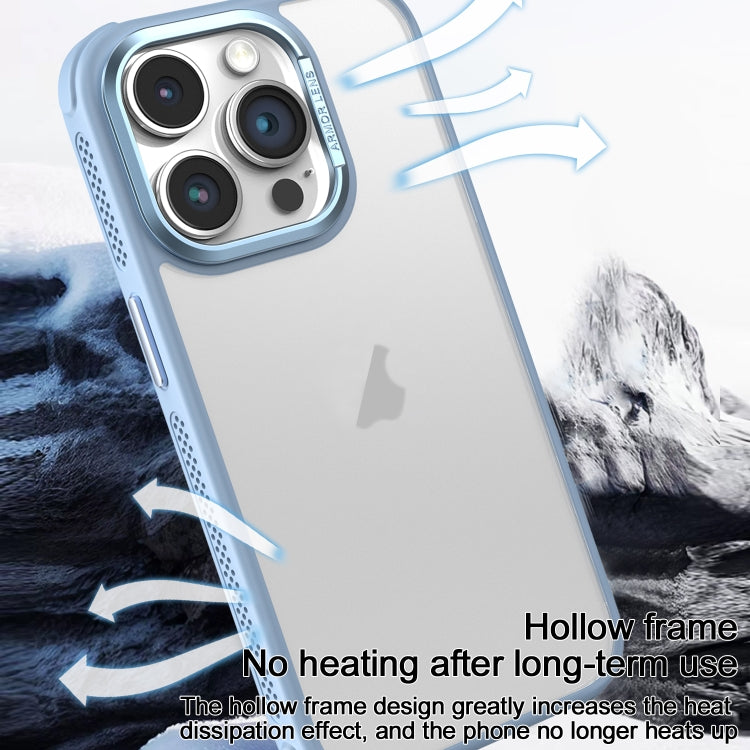 Estuche para Teléfono iPhone 16 Plus Marco de Lente Metal Esmerilado Sensación de Piel Enfriamiento Lateral (Negro)
