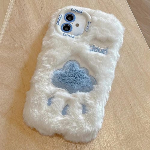 Funda TPU con Bordado de Felpa para iPhone 16 Plus (Nube Beige)