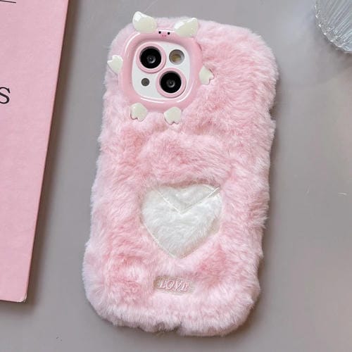 Funda TPU Bordado Felpa para iPhone 13 (Corazón de Base)