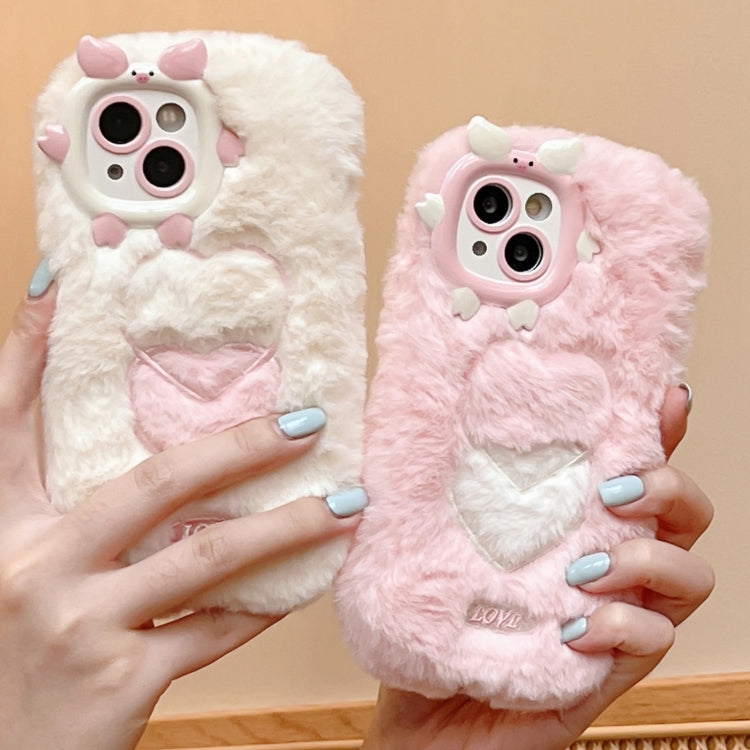 Funda TPU con Bordado de Felpa para iPhone 16 Plus (Nube Beige)