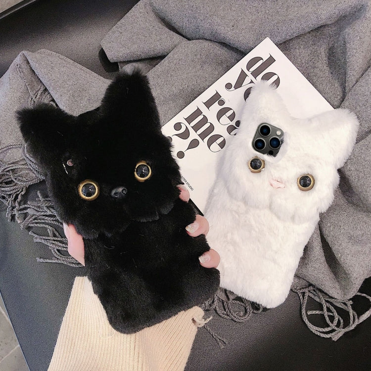 Funda para Teléfono iPhone 12 Pro Cobertura Total Gato Peluche 3D (Negro)