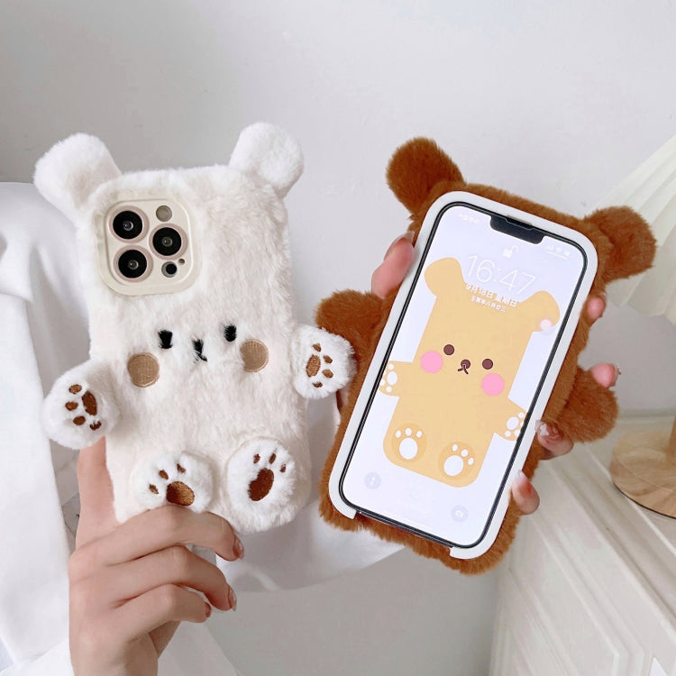 Funda para Teléfono iPhone 16 Plus con Osito de Peluche Sonriente en 3D (Blanco)