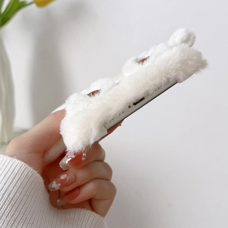Funda para Teléfono iPhone 16 Plus con Osito de Peluche Sonriente en 3D (Blanco)