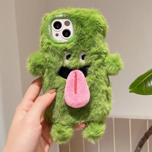 Funda para Teléfono Apple iPhone 14 Plus Diseño Monstruo Lengua Larga Magnética 3D (Verde)
