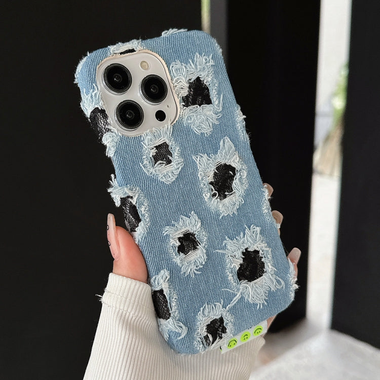 Funda de Pu iPhone 16 Pro Max Múltiples Agujeros Encaje (Negro)