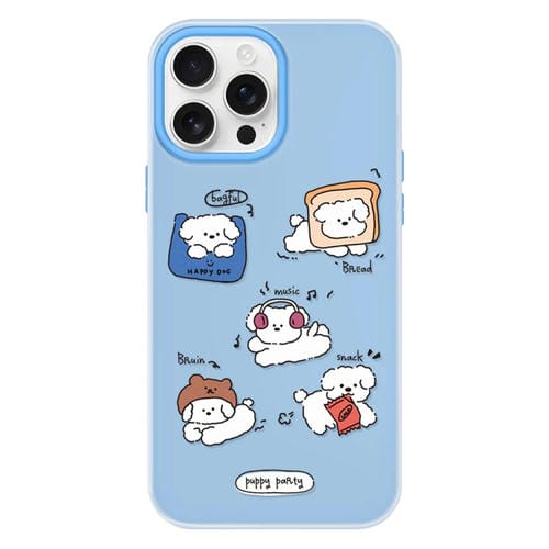 Funda híbrida TPU y PC iPhone 16 Pro Tacto Sedoso y Gelatinoso (Puppy Party)