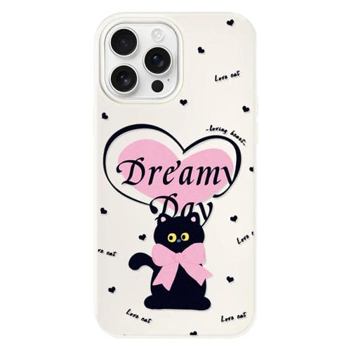 Funda híbrida TPU y PC iPhone 15 Pro Tacto Sedoso (Love Cat White)
