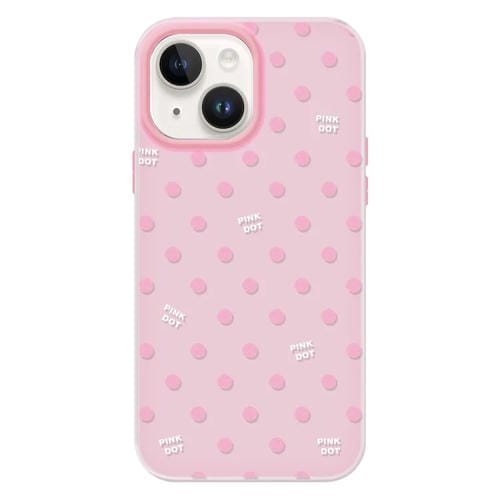 Funda híbrida TPU y PC iPhone 13 Tacto Sedoso y Gelatinoso (Rosa con Lunares)